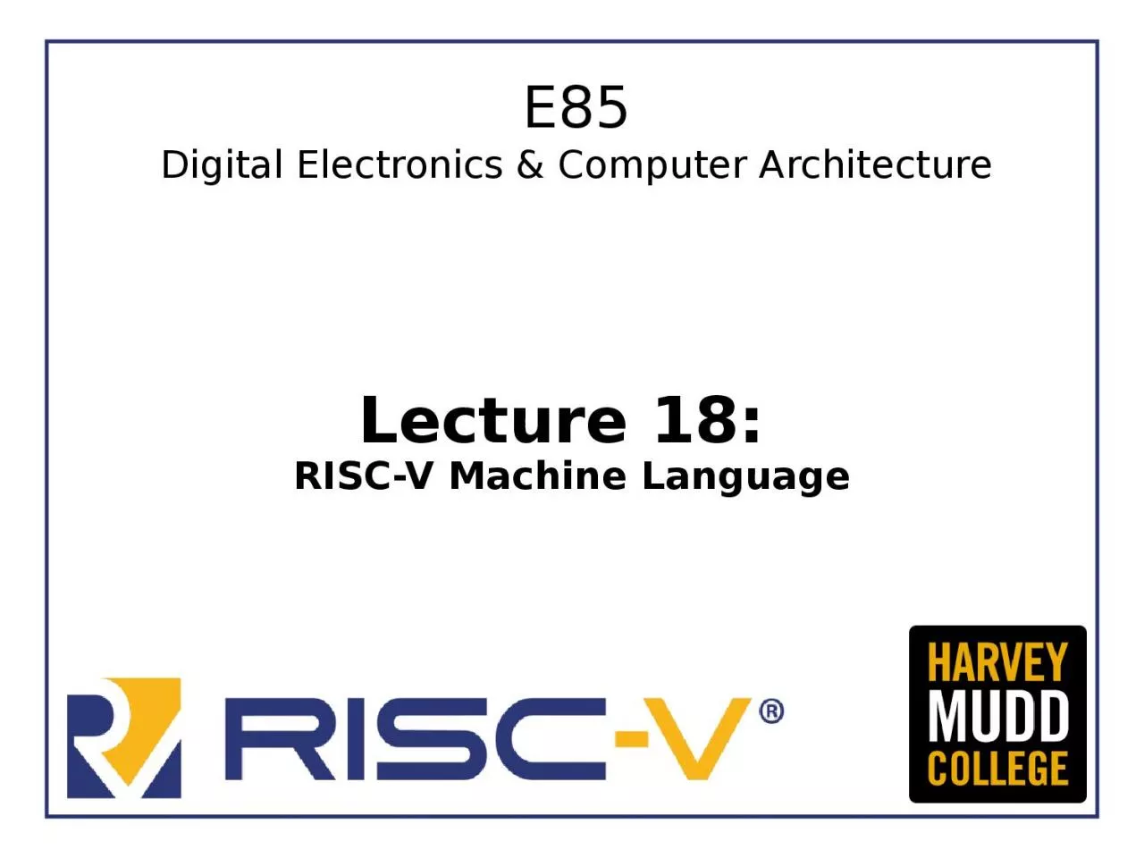 PPT-Lecture 18: RISC-V Machine Language