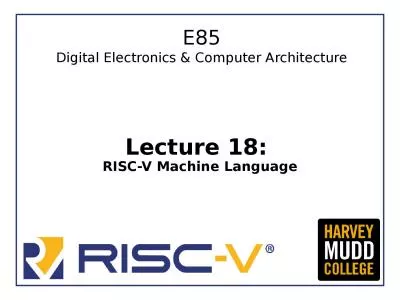 Lecture 18:  RISC-V Machine Language