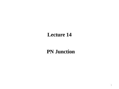 Lecture  14 PN Junction