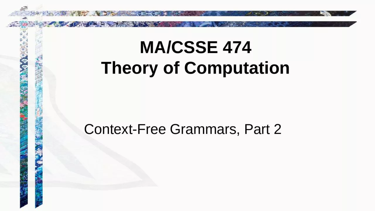 PPT-Context-Free Grammars, Part 2