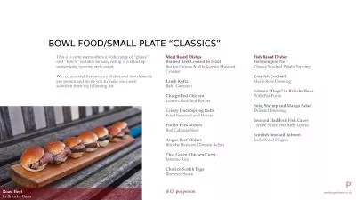 BOWL  FOOD/SMALL PLATE “CLASSICS”