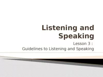 Listening and Speaking Lesson 3 :