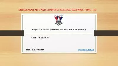 DNYANSAGAR ARTS AND COMMERCE COLLEGE, BALEWADI, PUNE – 45