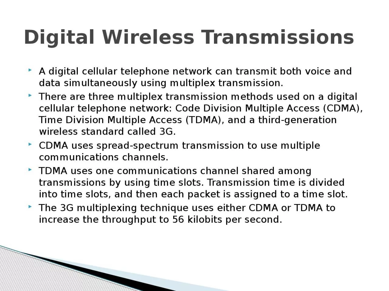 PPT-A digital cellular telephone network can transmit both voice and data simultaneously using