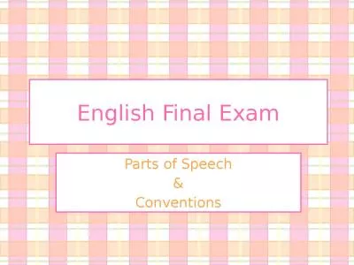 English Final Exam Parts of Speech