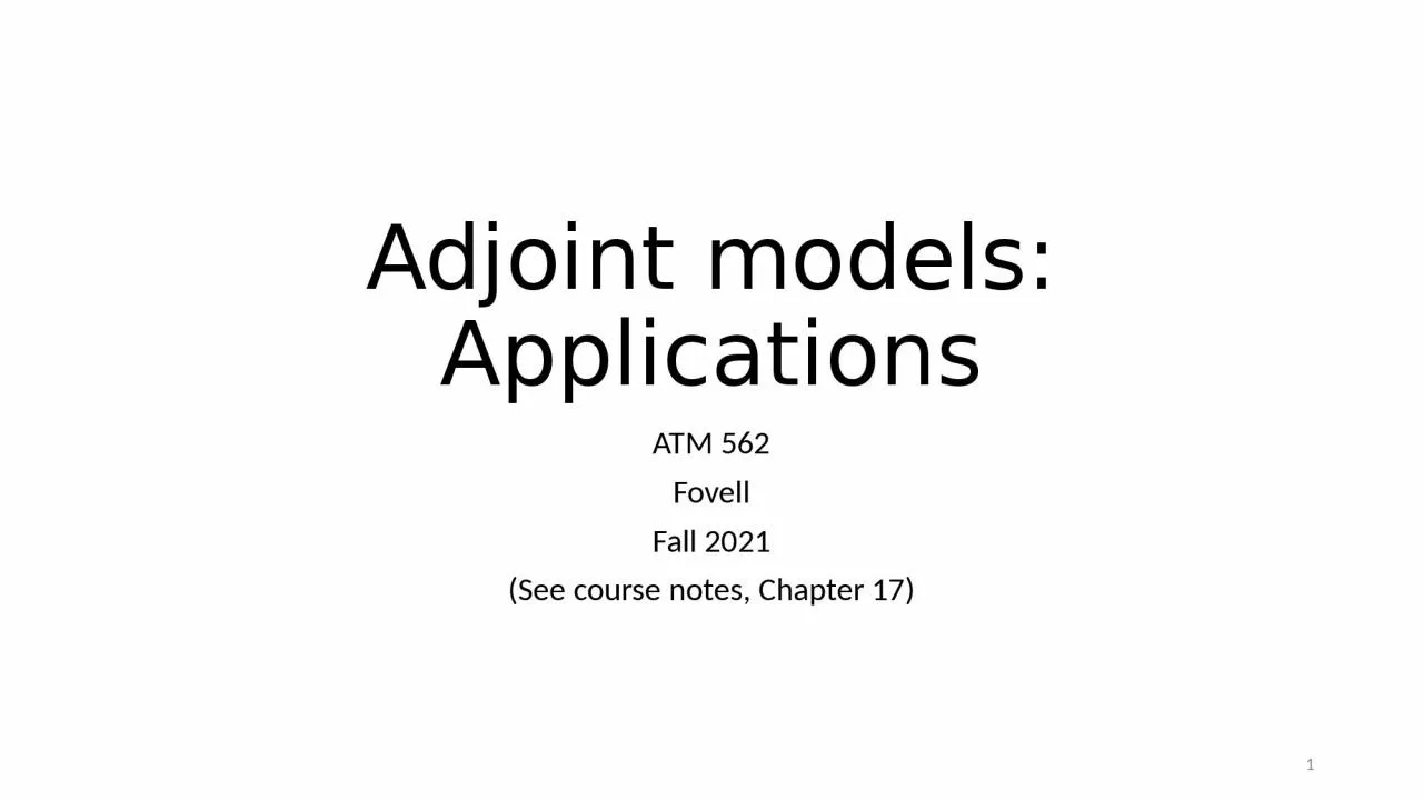 Adjoint models: Applications