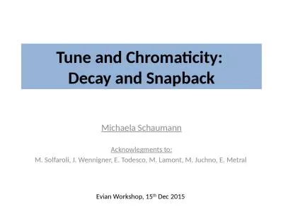 Tune and Chromaticity:  Decay and Snapback