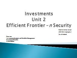 Investments Unit 2 Efficient Frontier –