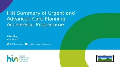 HIN Summary of Urgent and Advanced Care Planning Accelerator Programme