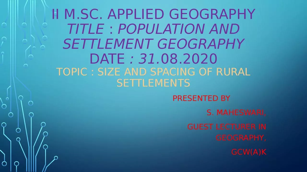 Ii m.sc. Applied geography