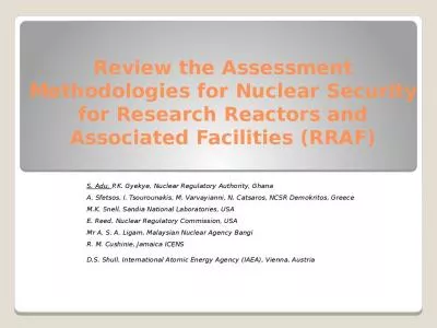 Review the Assessment Methodologies for Nuclear Security for Research Reactors and Associated