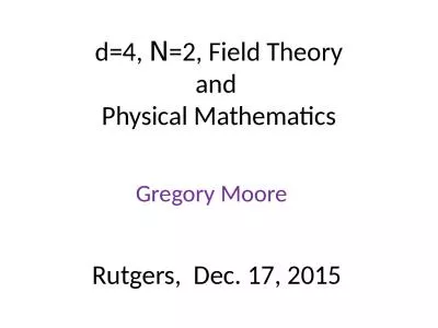 d=4,  N =2, Field Theory