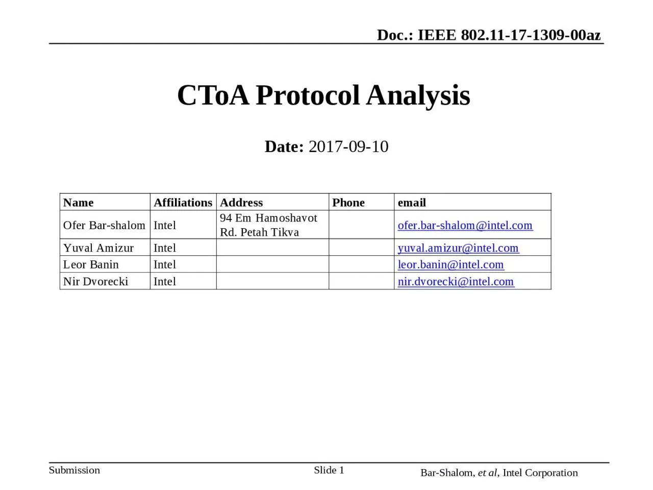 PPT-CToA Protocol Analysis