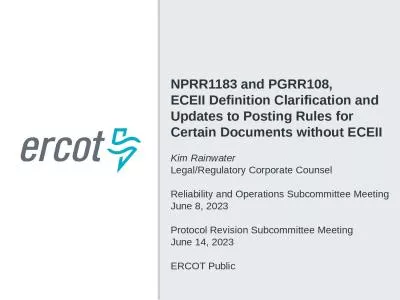NPRR1183 and PGRR108,  ECEII Definition Clarification and Updates to Posting Rules for