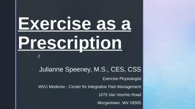 Exercise as a Prescription