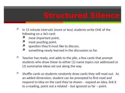 Structured Silence In 15 minute intervals (more or less)