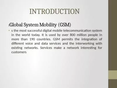 INTRODUCTION I Global System Mobility