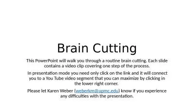 Brain Cutting This PowerPoint will walk you through a routine brain cutting. Each slide