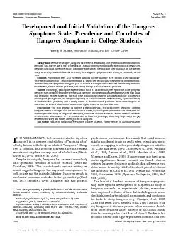 DevelopmentandInitialValidationoftheHangoverSymptomsScale:Prevalencean