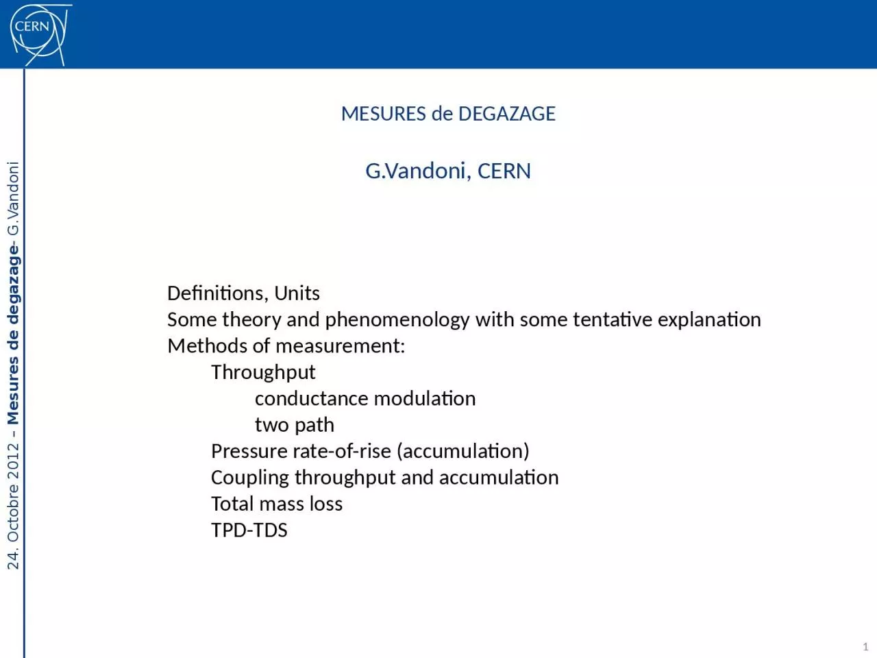 PPT-1 MESURES de DEGAZAGE G.Vandoni