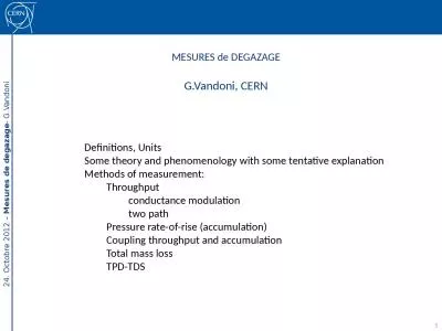 1 MESURES de DEGAZAGE G.Vandoni