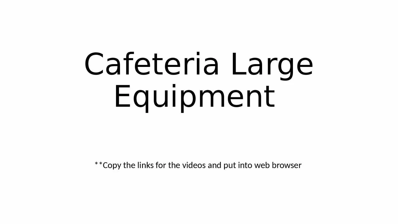 Cafeteria Large Equipment
