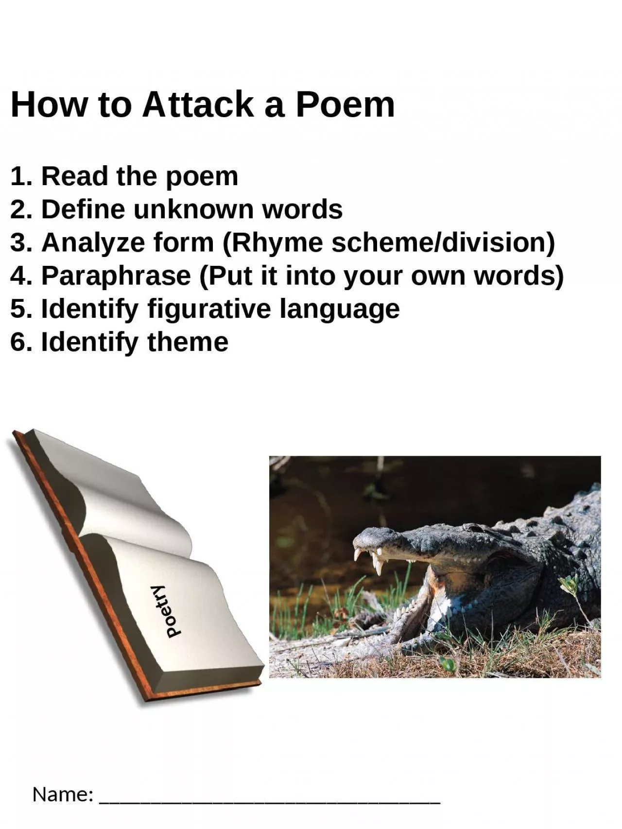 PPT-How to Attack a Poem Read the poem