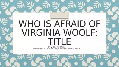 Who is Afraid of Virginia woolf: Title