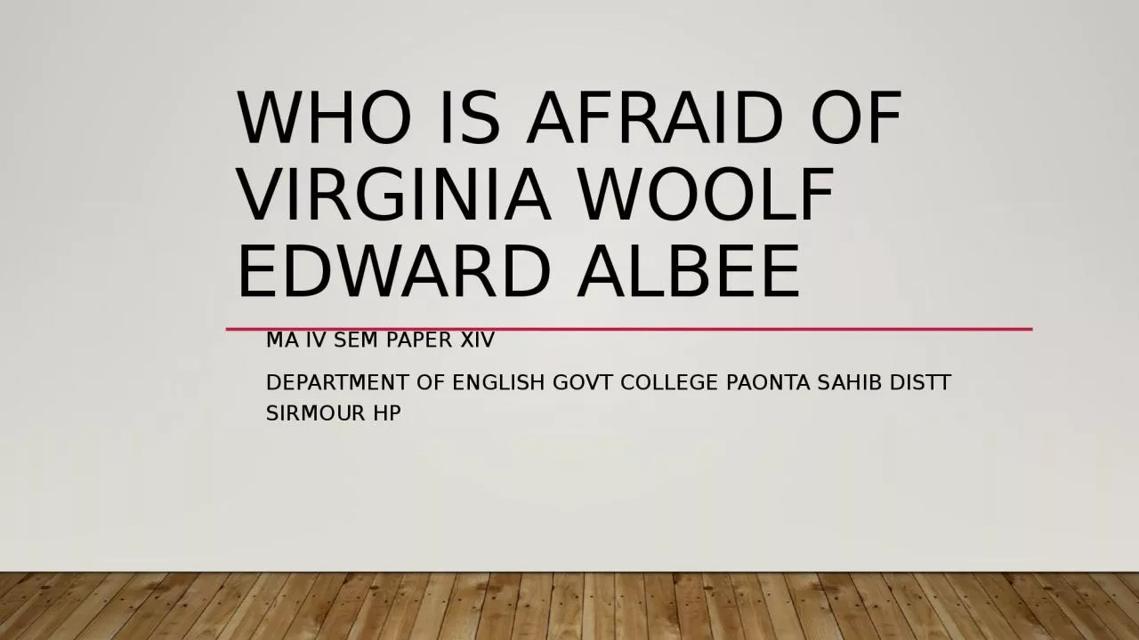 PPT-Who is Afraid of Virginia woolf