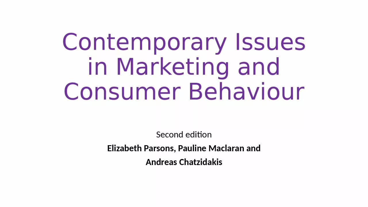 Contemporary Issues in Marketing and Consumer Behaviour