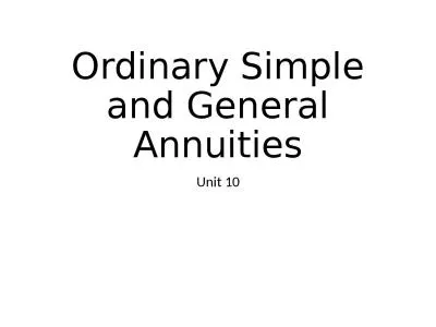 Ordinary Simple and General Annuities