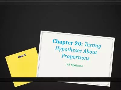 Chapter 20:  Testing Hypotheses About Proportions