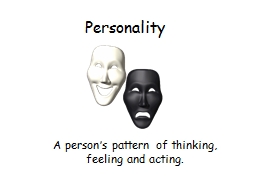 Personality A person’s pattern of thinking, feeling and acting.