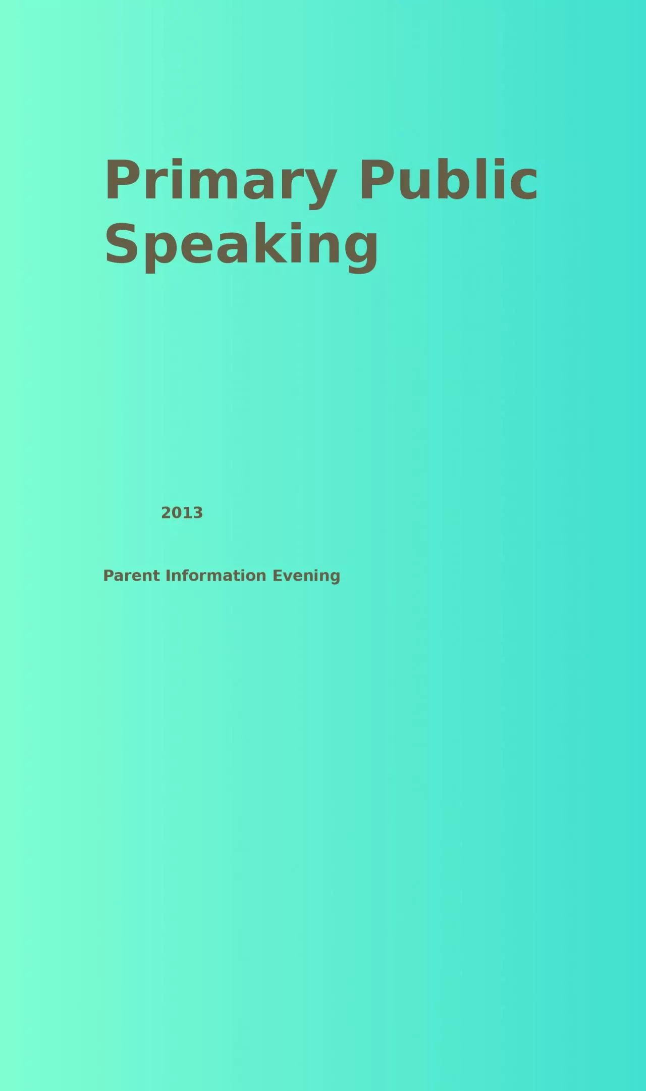 PPT-Primary Public Speaking