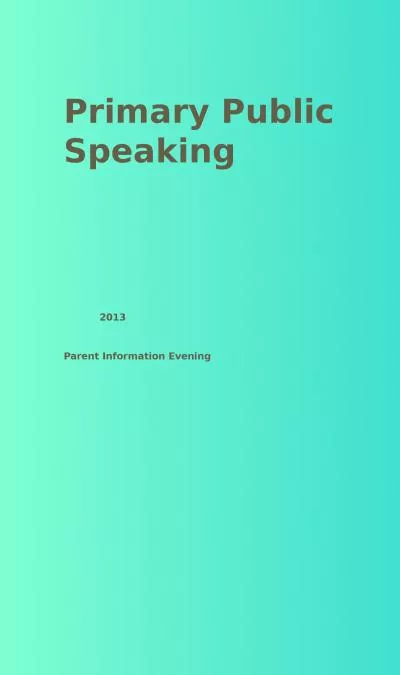 Primary Public Speaking