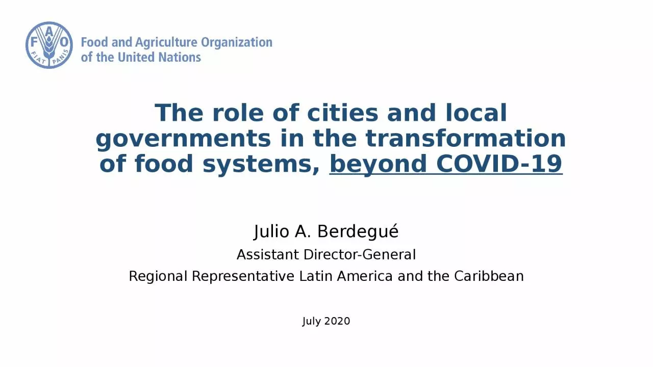 PPT-The role of cities and local governments in the transformation of food systems,