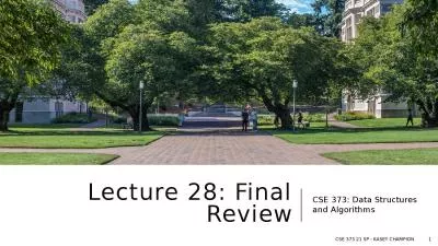 Lecture 28: Final Review