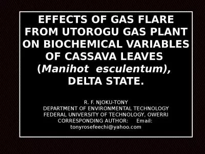EFFECTS OF GAS FLARE FROM UTOROGU GAS PLANT ON BIOCHEMICAL VARIABLES OF CASSAVA LEAVES