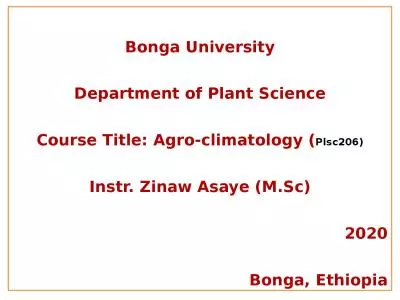 Bonga University Department of Plant Science