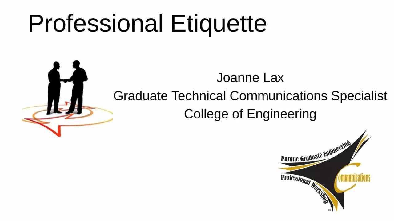 Professional Etiquette Joanne Lax