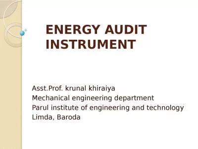 ENERGY AUDIT INSTRUMENT Asst.Prof