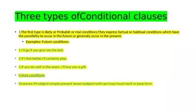 Three types  ofConditional