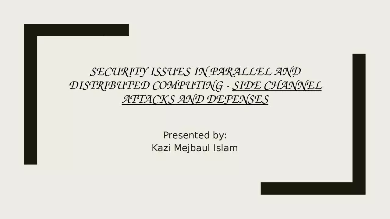 PPT-Security issues in Parallel and Distributed Computing -