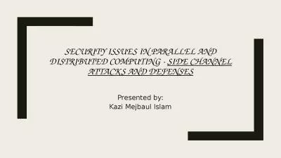 Security issues in Parallel and Distributed Computing -