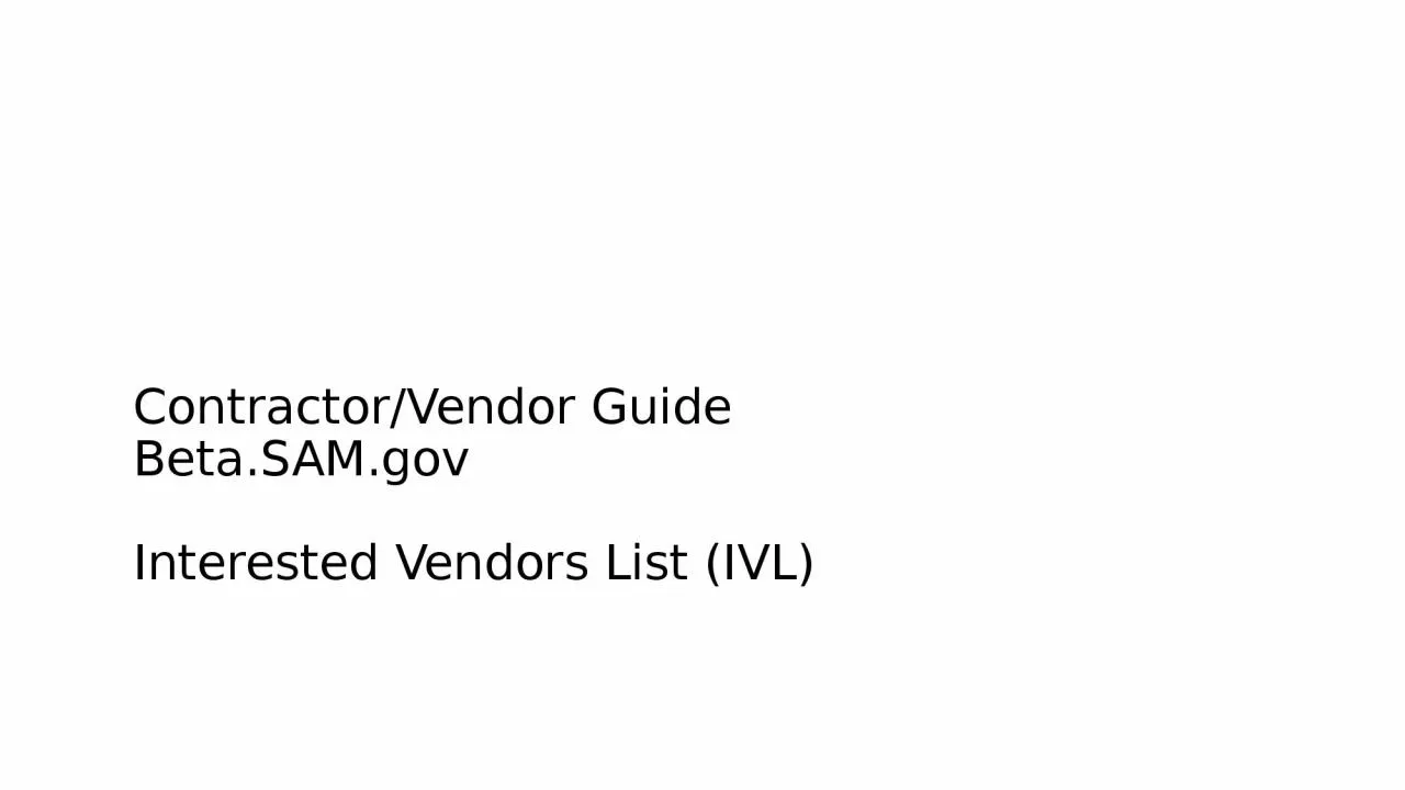 Contractor/Vendor Guide Beta.SAM.gov