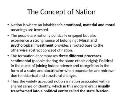 The Concept of Nation Nation is where an inhabitant’s