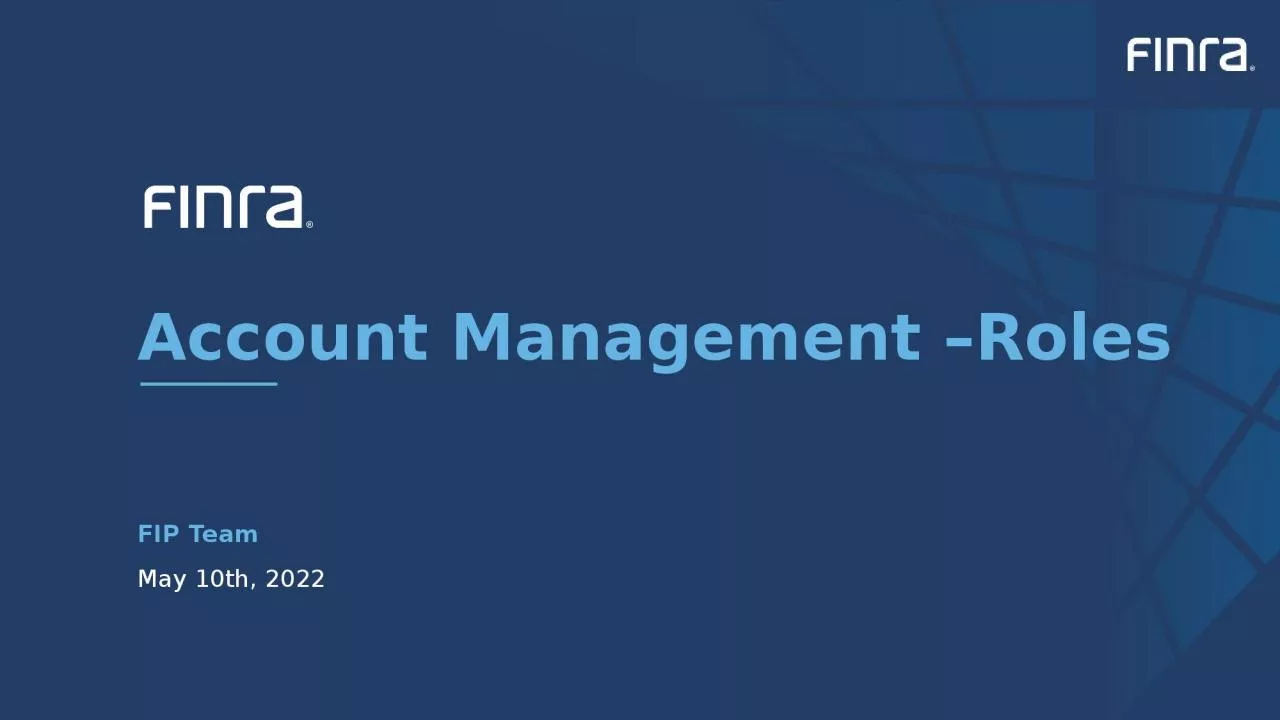 Account Management –Roles
