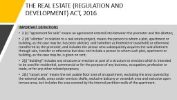 THE REAL ESTATE (REGULATION AND DEVELOPMENT) ACT, 2016