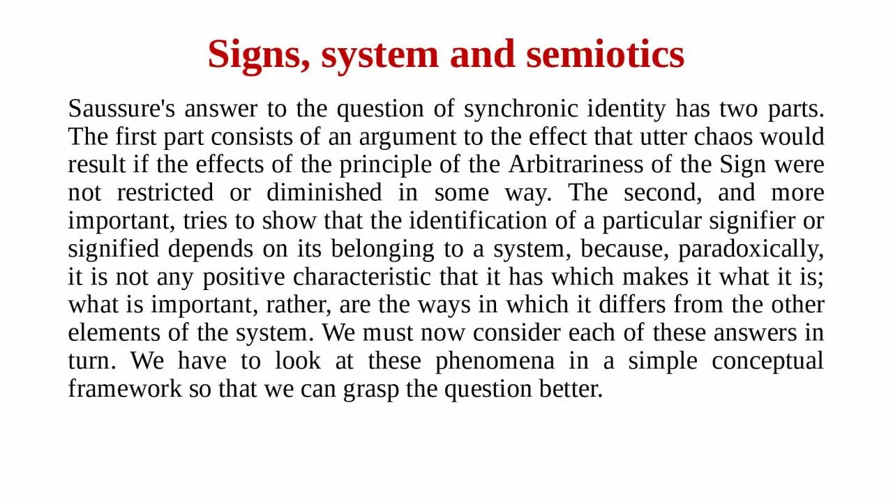 PPT-Signs , system and semiotics