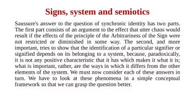 Signs ,  system   and   semiotics